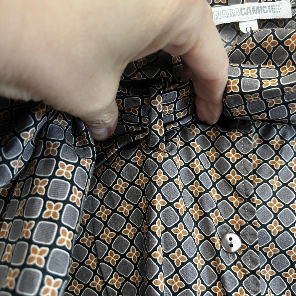 Naracamicie Black, Grey, Tan Patterned Blouse - Picture 5 of 8